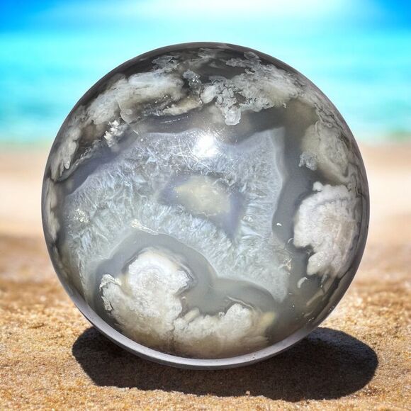 Other - Black Flower Agate‎ Sphere (1)